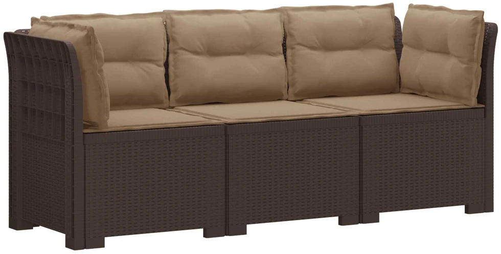 3-vietė sodo sofa su pagalvėlėmis, Rattan išvaizda PP Ruda