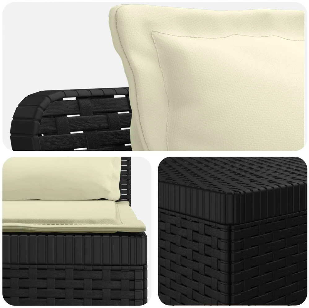 3-vietė sodo sofa su pagalvėlėmis, Rattan išvaizda PP Antracito