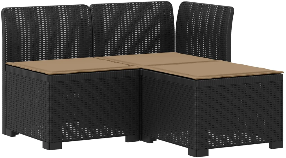 3-vietė sodo sofa su pagalvėlėmis, Rattan išvaizda PP Antracito
