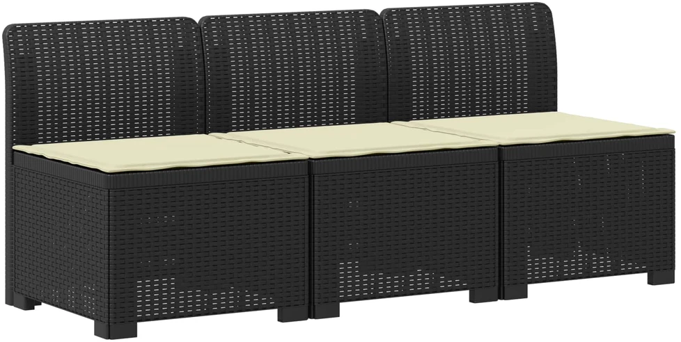 3-vietė sodo sofa su pagalvėlėmis, Rattan išvaizda PP Antracito