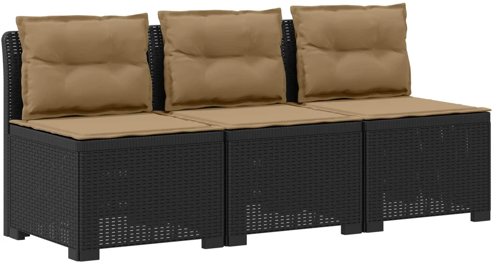 3-vietė sodo sofa su pagalvėlėmis, Rattan išvaizda PP Antracito