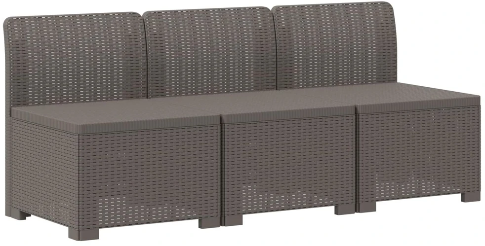 3-vietė sodo sofa su pagalvėlėmis, Rattan išvaizda PP
