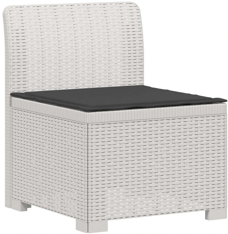 3-vietė sodo sofa su pagalvėlėmis, Rattan išvaizda PP Balta