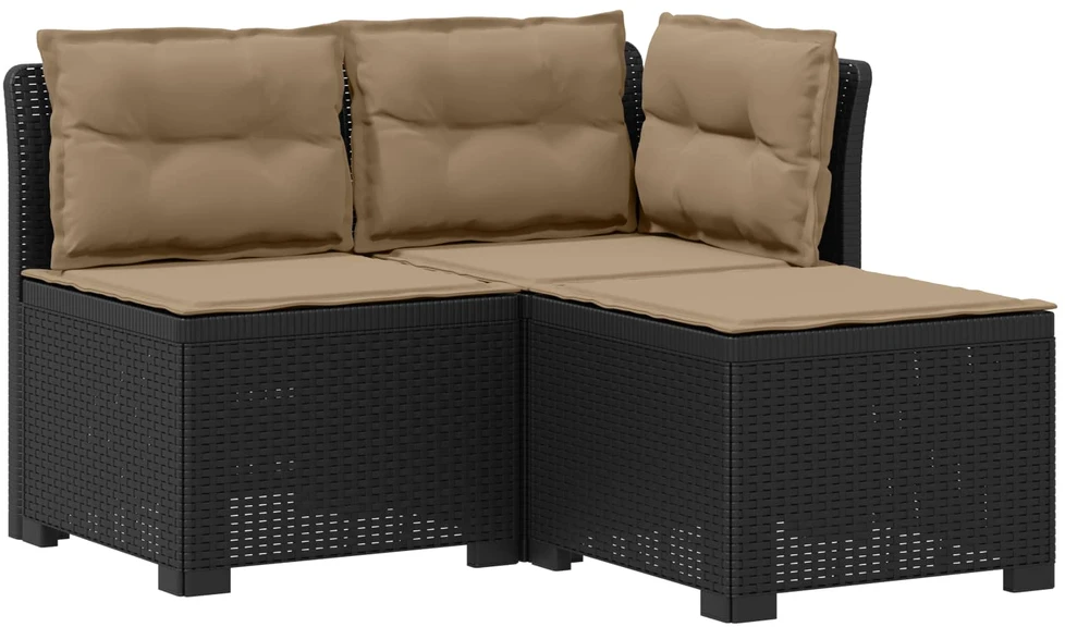 3-vietė sodo sofa su pagalvėlėmis, Rattan išvaizda PP Antracito