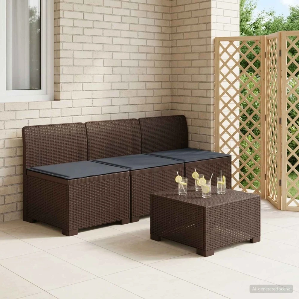 3-vietė sodo sofa su pagalvėlėmis, Rattan išvaizda PP Ruda