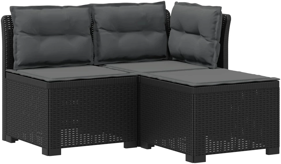 3-vietė sodo sofa su pagalvėlėmis, Rattan išvaizda PP Antracito