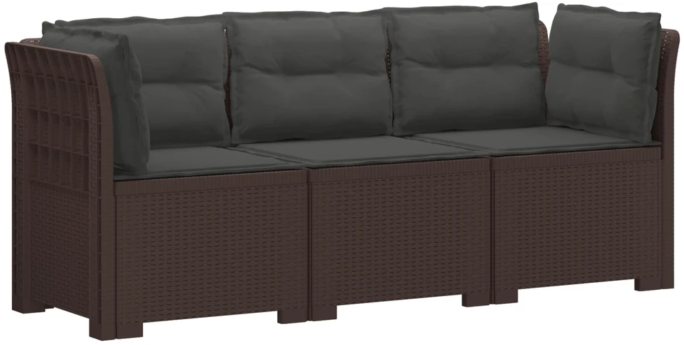 3-vietė sodo sofa su pagalvėlėmis, Rattan išvaizda PP Ruda