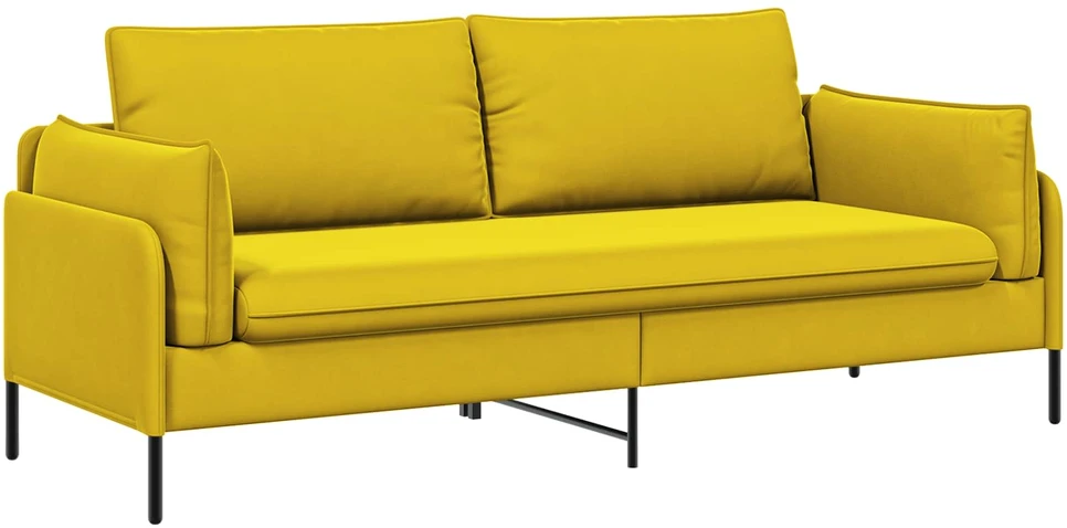 3-Vietis Sofa 3 vietos Geltona 222 x 81 x 89 cm Aksomas