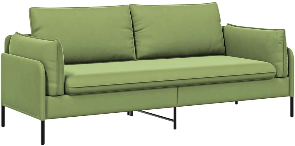 3-Vietis Sofa 3 vietos Šviesiai žalia 222 x 81 x 89 cm Aksomas
