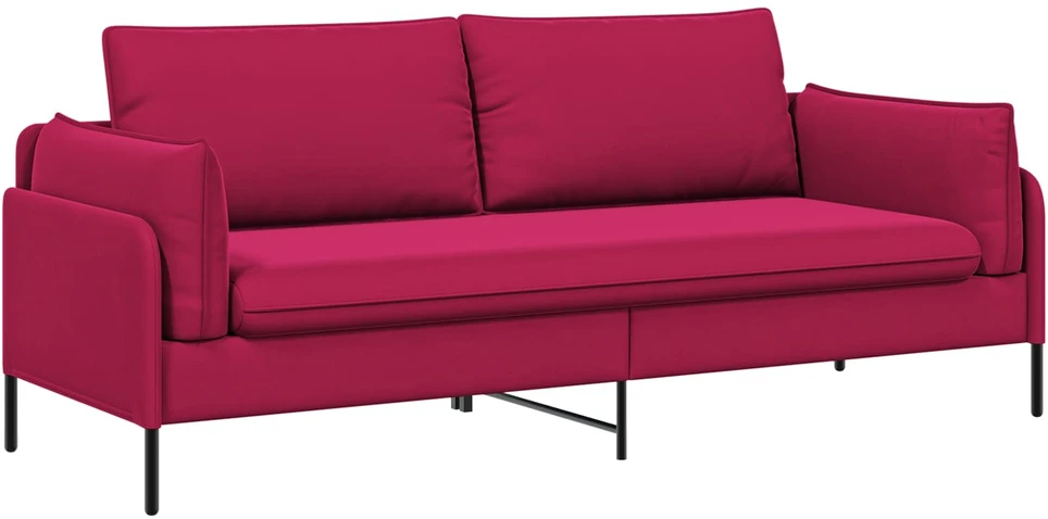 3-Vietis Sofa 3 vietos Vyno raudona 222 x 81 x 89 cm Aksomas