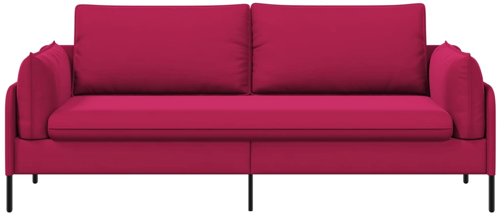 3-Vietis Sofa 3 vietos Vyno raudona 222 x 81 x 89 cm Aksomas