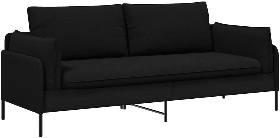 3-Vietis Sofa Juoda 222 x 81 x 89 cm Audinys