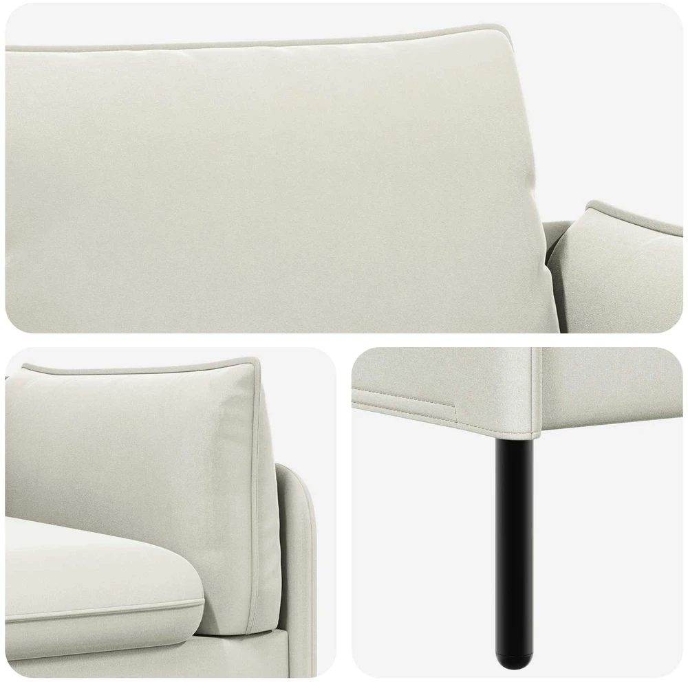 3-Vietis Sofa Kreminė 222 x 81 x 89 cm Aksomas