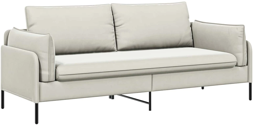 3-Vietis Sofa Kreminė 222 x 81 x 89 cm Aksomas