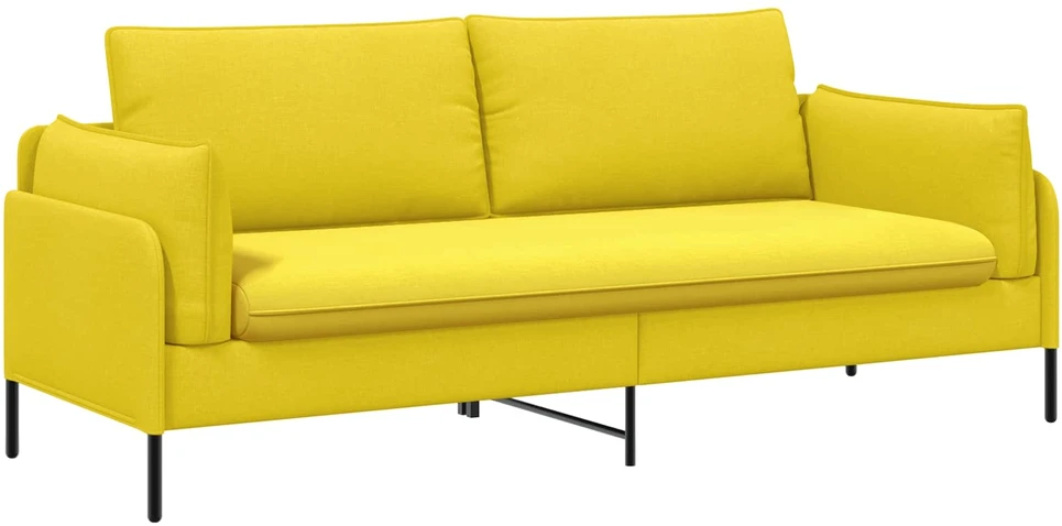 3-Vietis Sofa Šviesi geltona 222 x 81 x 89 cm Audinys