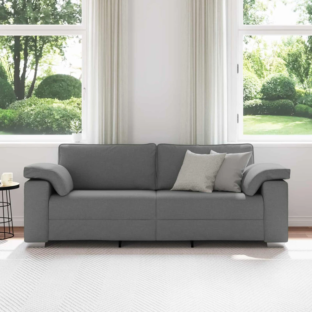 3-Vietis Sofa Tamsiai pilka 220 cm audinys