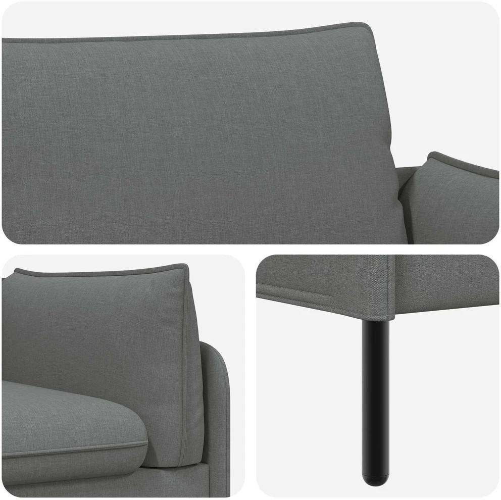 3-Vietis Sofa Tamsiai pilka 222 x 81 x 89 cm Audinys