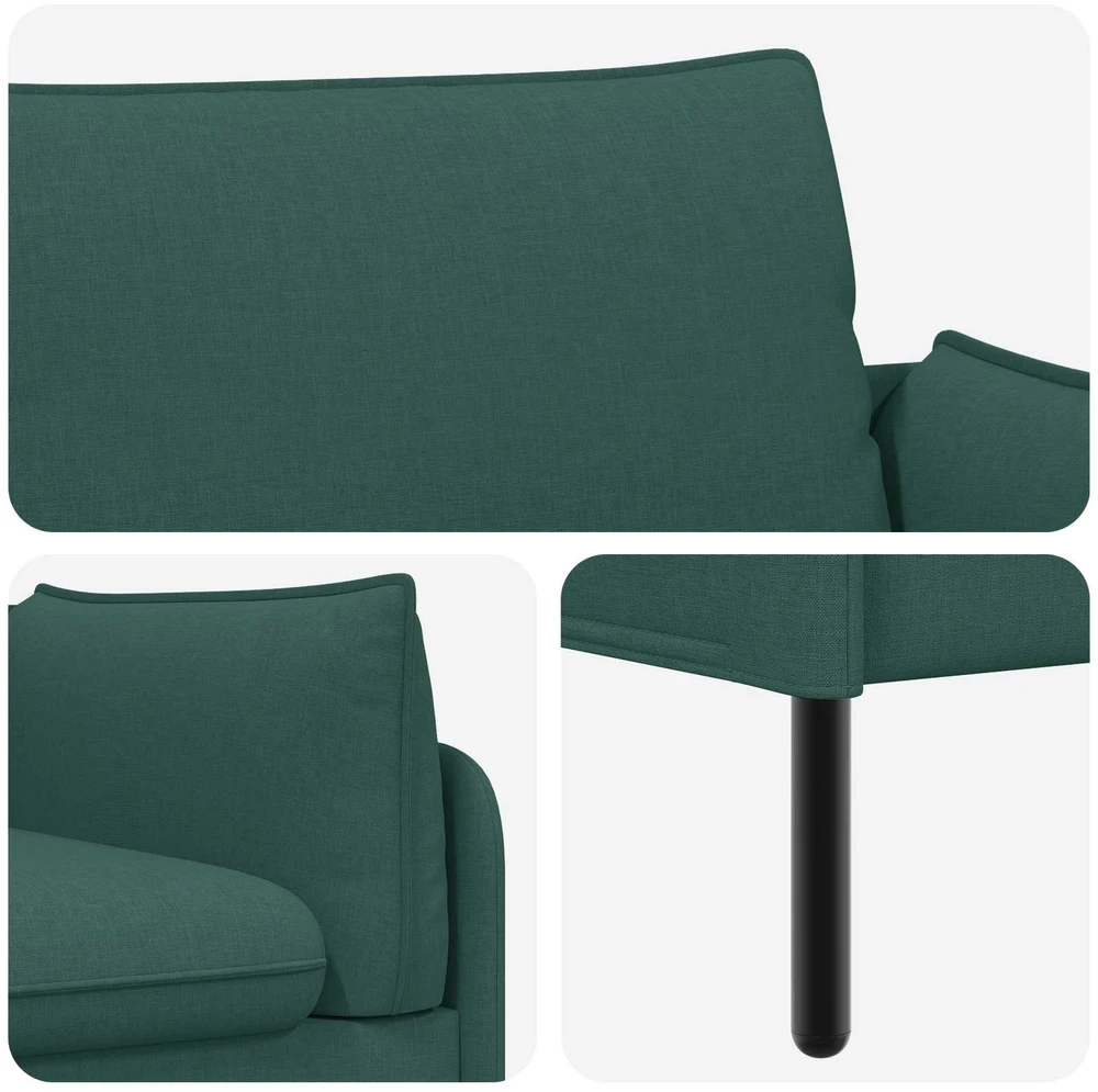 3-Vietis Sofa Tamsiai žalia 222 x 81 x 89 cm Audinys