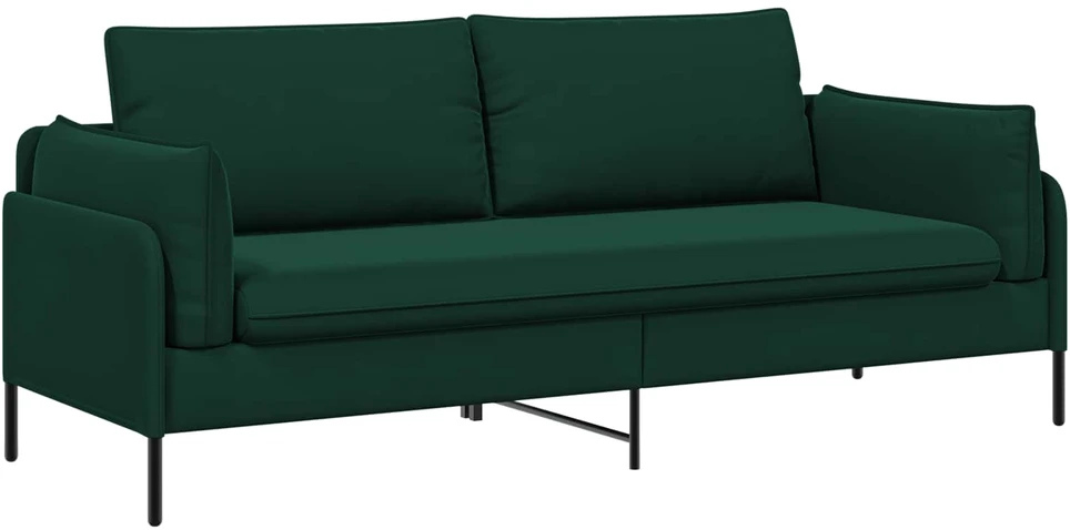 3-Vietis Sofa Tamsiai žalia 222 x 81 x 89 cm Aksomas