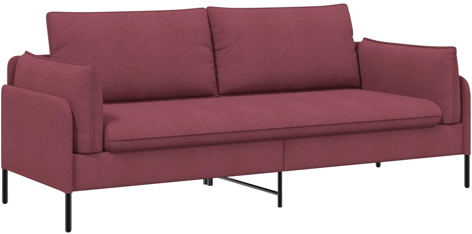 3-Vietis Sofa Vyno raudona 222 x 81 x 89 cm Audinys