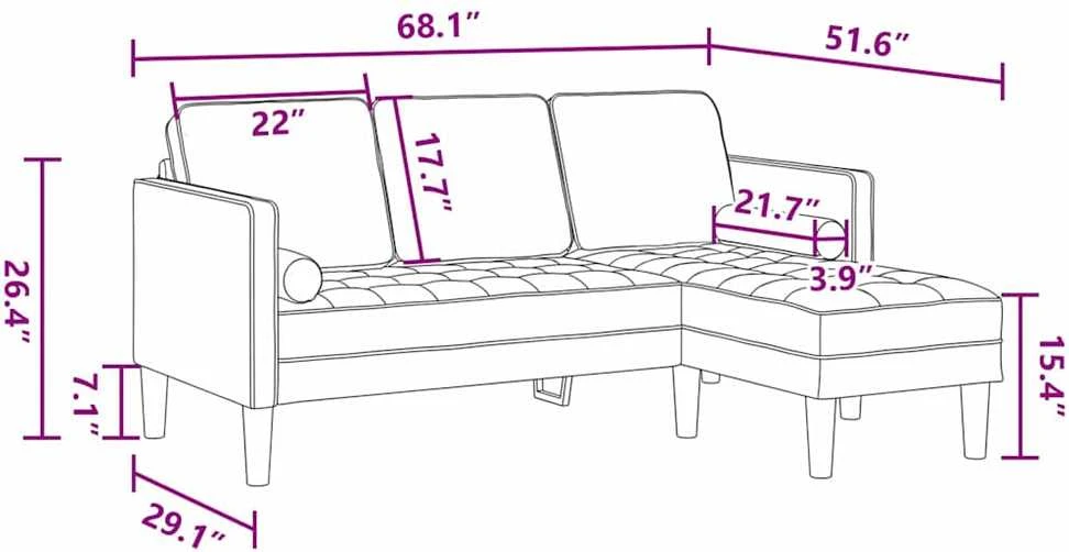 Sofa Sofos komplektas su pagalve Juoda Poliesteris