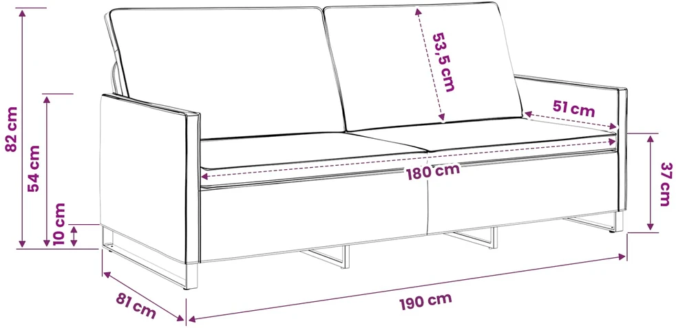 3 vietų sofa Tamsiai pilka 190 x 81 x 82 cm Dirbtinė zomša
