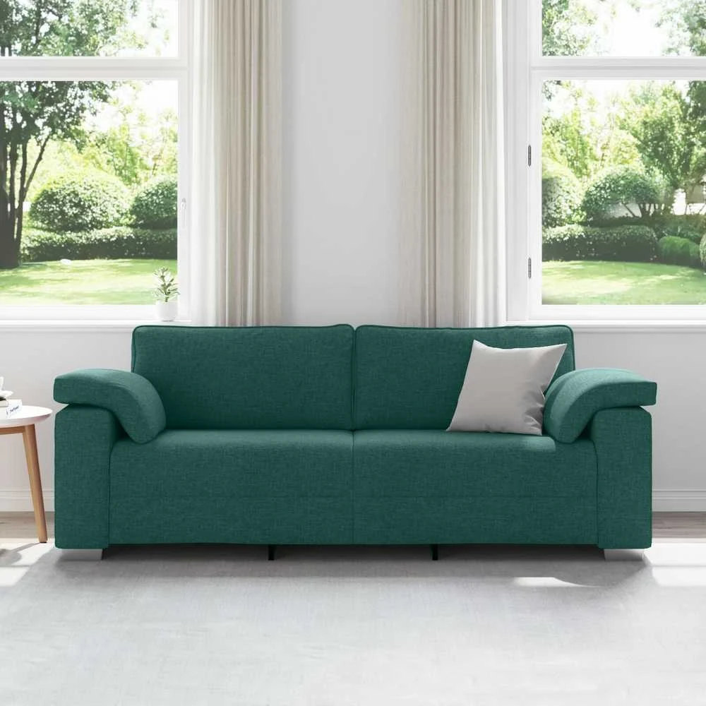 3-Vietis Sofa Tamsiai žalia 220 cm audinys