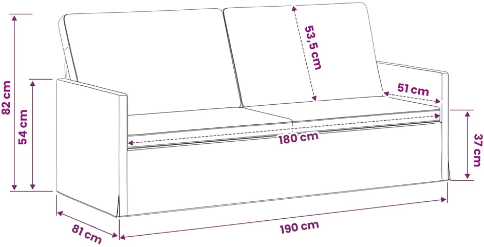 3 vietų sofa Taupe 190 x 81 x 82 cm Audinys