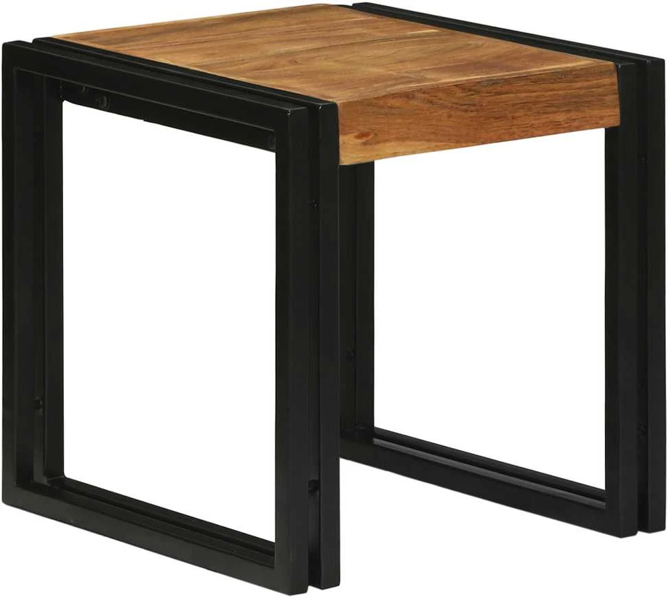 Suklijuotas stalas 3 vnt. Ruda ir juoda 50 x 40 x 45 cm