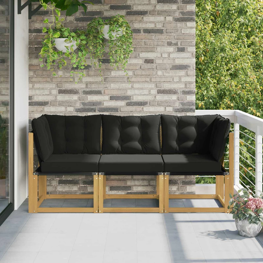 3 vnt. Lauko vidurinė ir kampinė sofa Balta