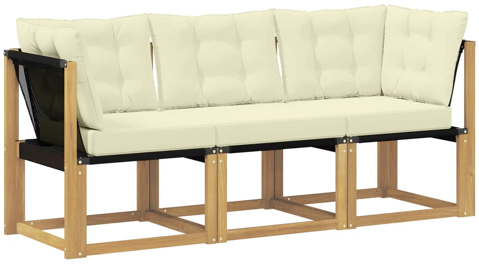 3 vnt. Lauko vidurinė ir kampinė sofa Balta