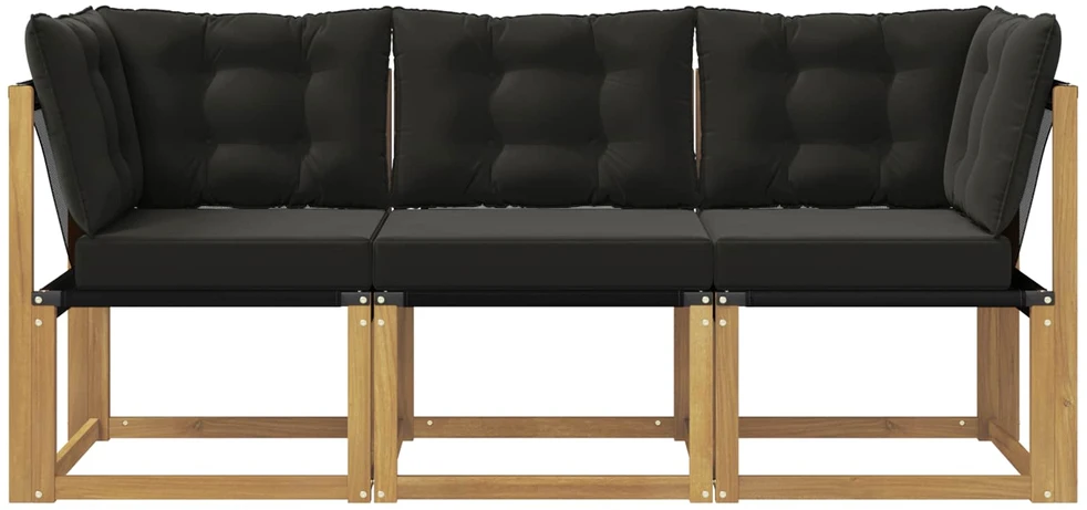 3 vnt. Lauko vidurinė ir kampinė sofa Balta