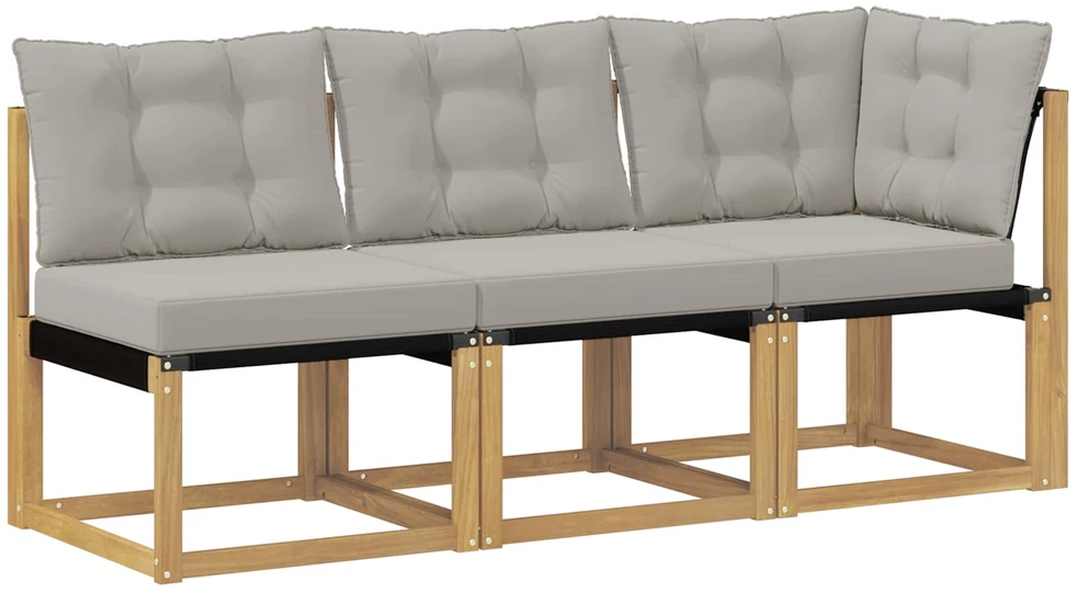 3 vnt. Lauko vidurinė ir kampinė sofa Balta