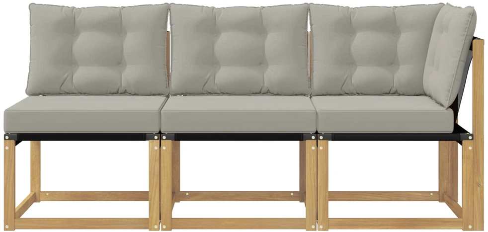 3 vnt. Lauko vidurinė ir kampinė sofa Balta