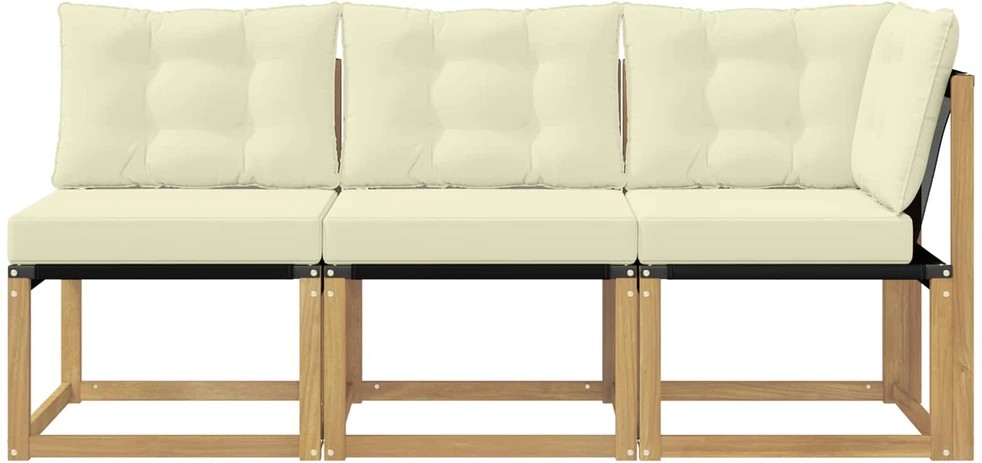 3 vnt. Lauko vidurinė ir kampinė sofa Balta