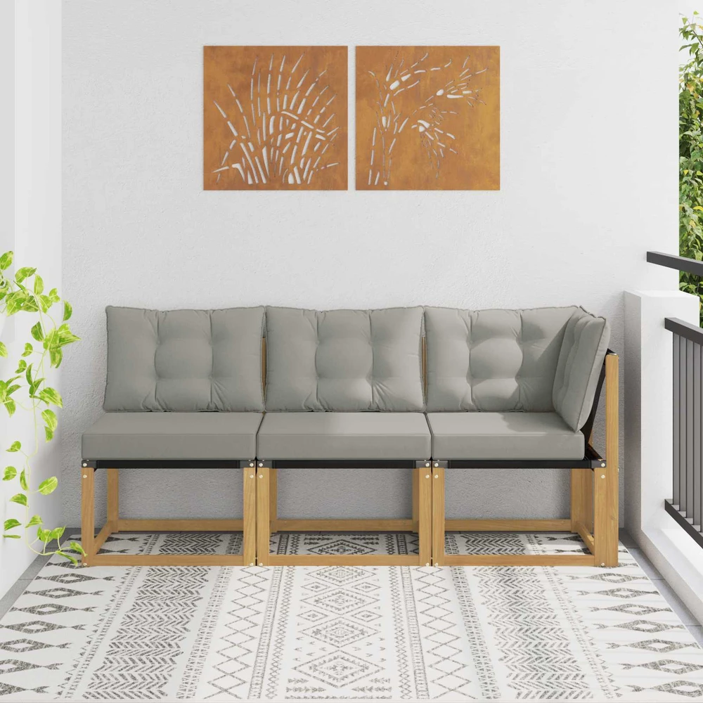 3 vnt. Lauko vidurinė ir kampinė sofa Balta