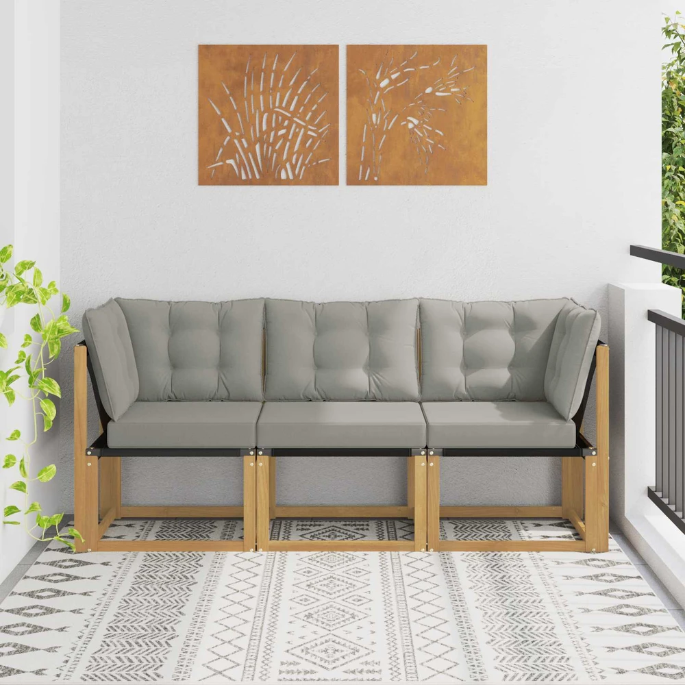3 vnt. Lauko vidurinė ir kampinė sofa Balta