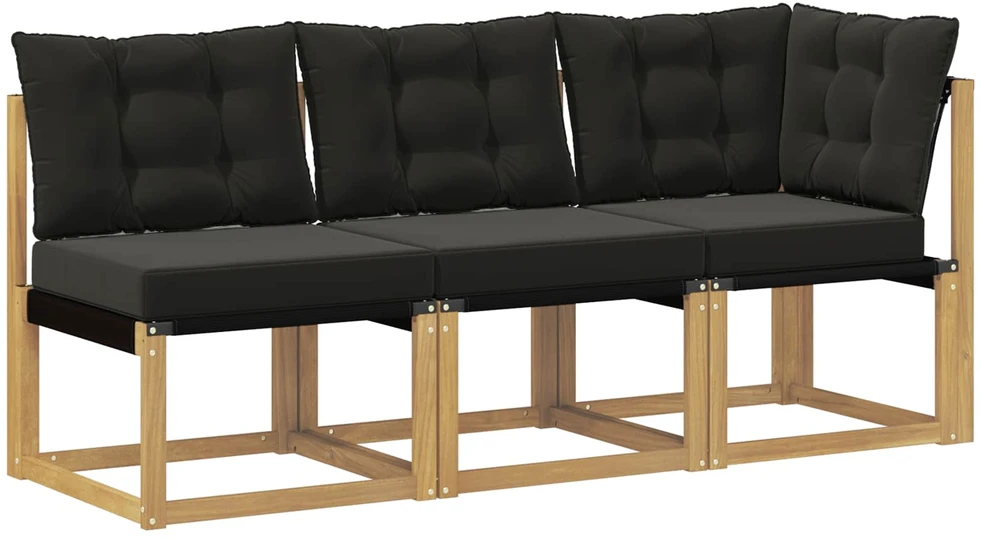 3 vnt. Lauko vidurinė ir kampinė sofa Balta