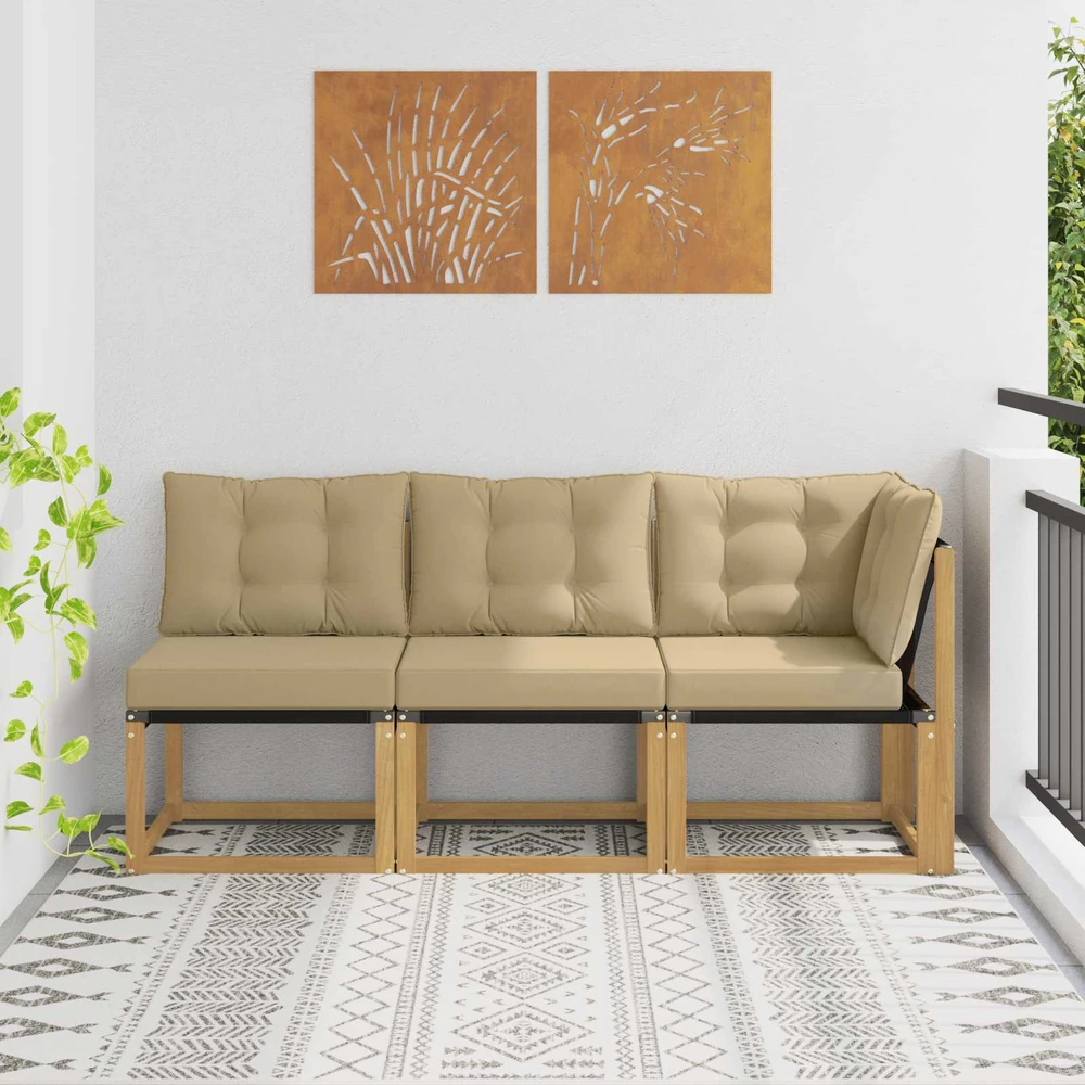 3 vnt. Lauko vidurinė ir kampinė sofa Balta