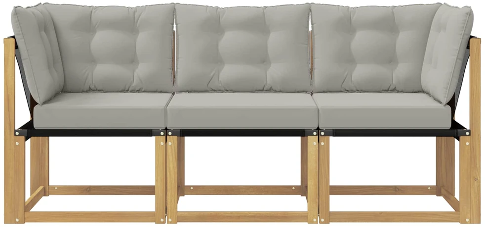 3 vnt. Lauko vidurinė ir kampinė sofa Balta