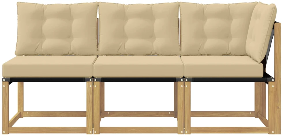 3 vnt. Lauko vidurinė ir kampinė sofa Balta