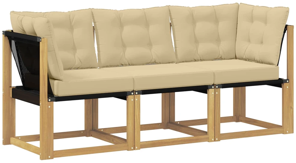 3 vnt. Lauko vidurinė ir kampinė sofa Balta