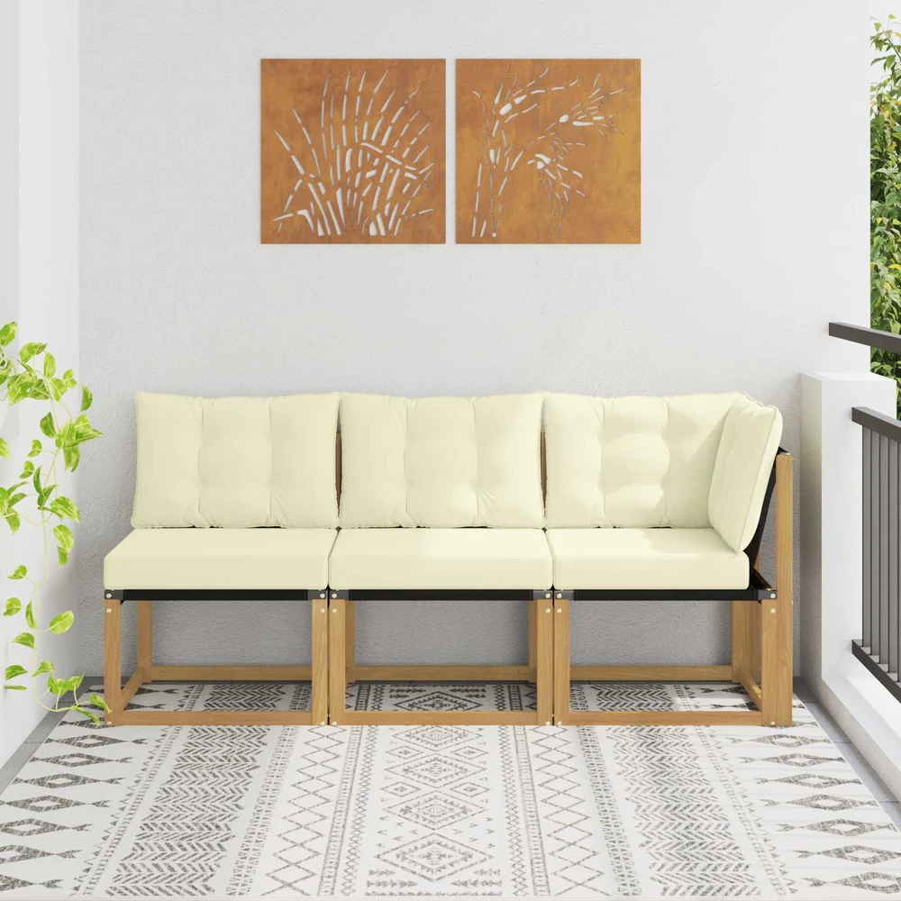 3 vnt. Lauko vidurinė ir kampinė sofa Balta