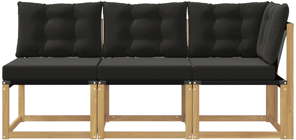 3 vnt. Lauko vidurinė ir kampinė sofa Balta