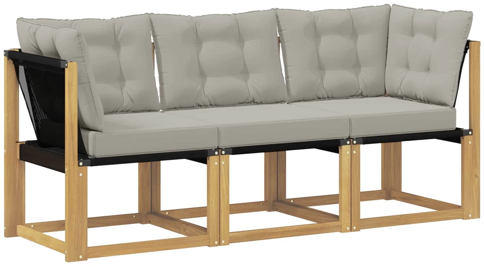 3 vnt. Lauko vidurinė ir kampinė sofa Balta