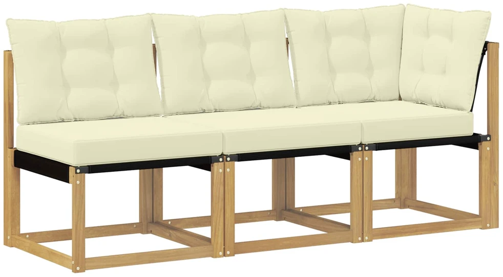 3 vnt. Lauko vidurinė ir kampinė sofa Balta