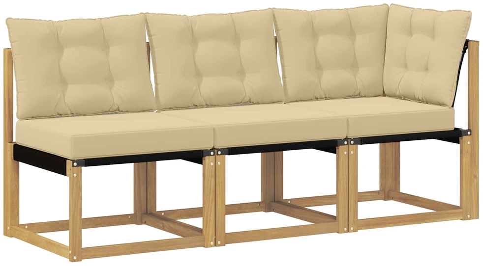3 vnt. Lauko vidurinė ir kampinė sofa Balta