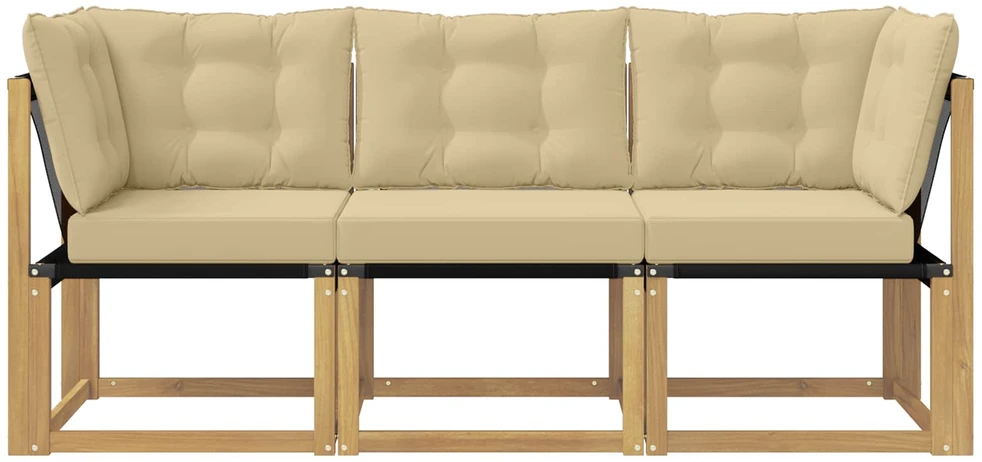 3 vnt. Lauko vidurinė ir kampinė sofa Balta