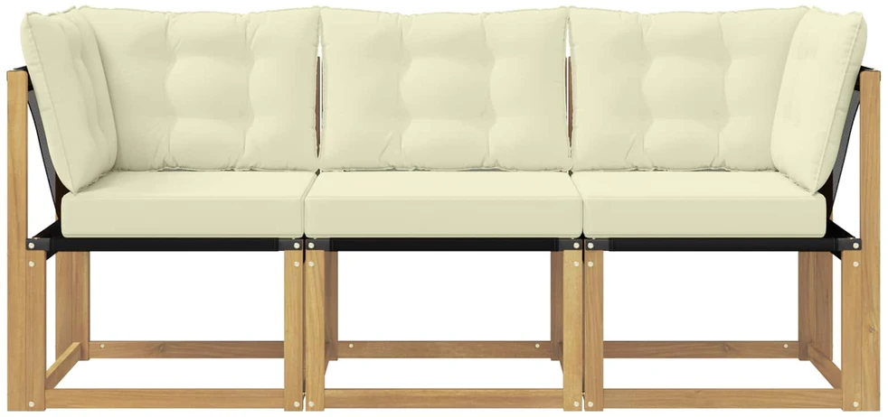 3 vnt. Lauko vidurinė ir kampinė sofa Balta