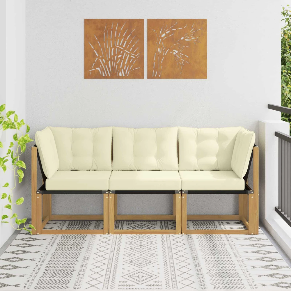 3 vnt. Lauko vidurinė ir kampinė sofa Balta